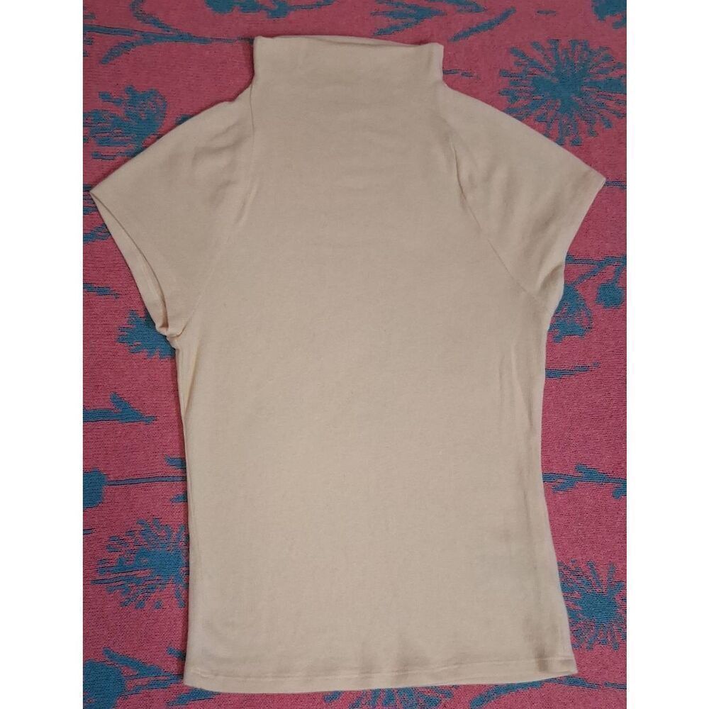 Reformation womens small mock neck top organic cotton tencel cream beige